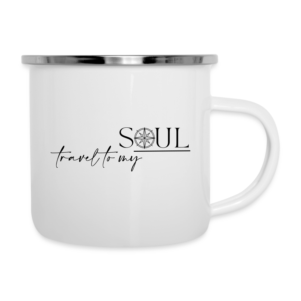 Emaille-Tasse "travel to my soul" - Weiß