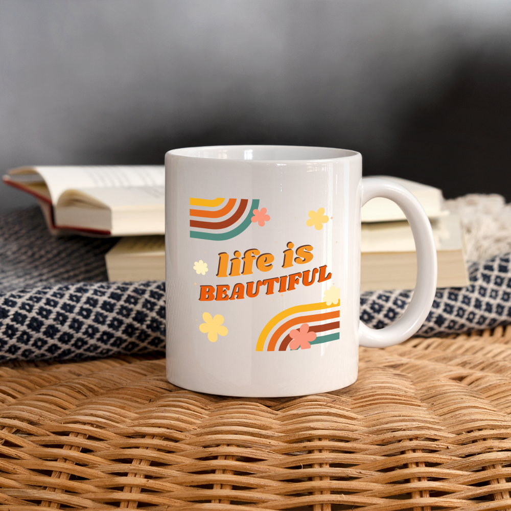 Tasse "life is beautiful" - Weiß