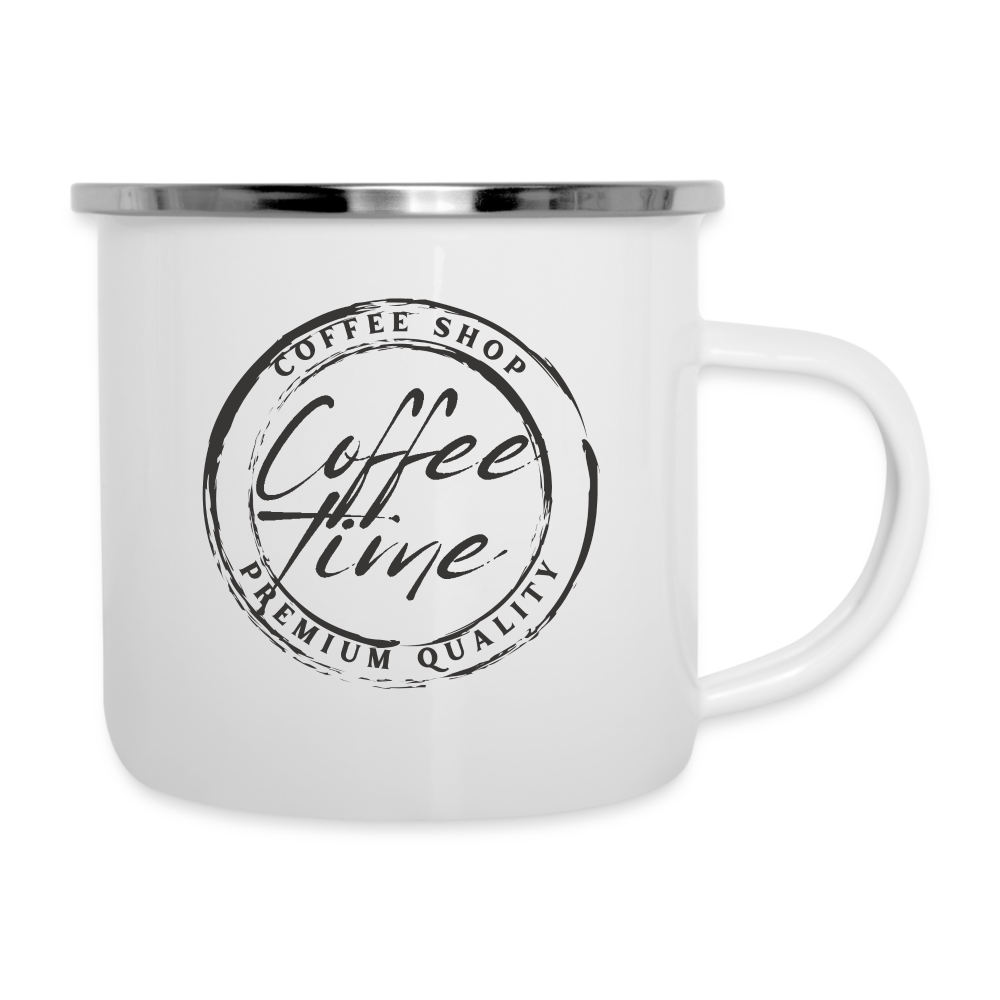 Emaille-Tasse "Coffee time" - Weiß