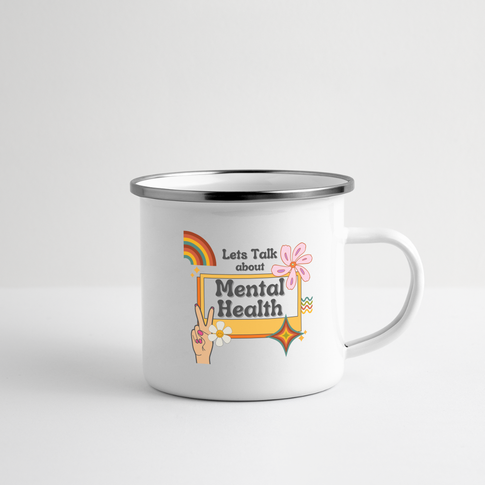 Emaille-Tasse "Lets Talk about Mental Health" - Weiß