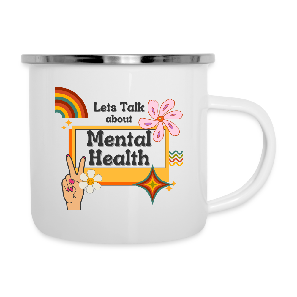 Emaille-Tasse "Lets Talk about Mental Health" - Weiß