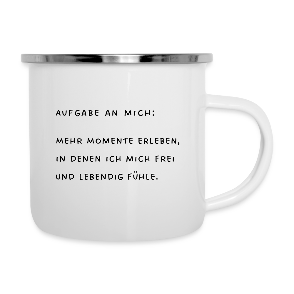 Emaille-Tasse "Aufgabe an mich" - Weiß