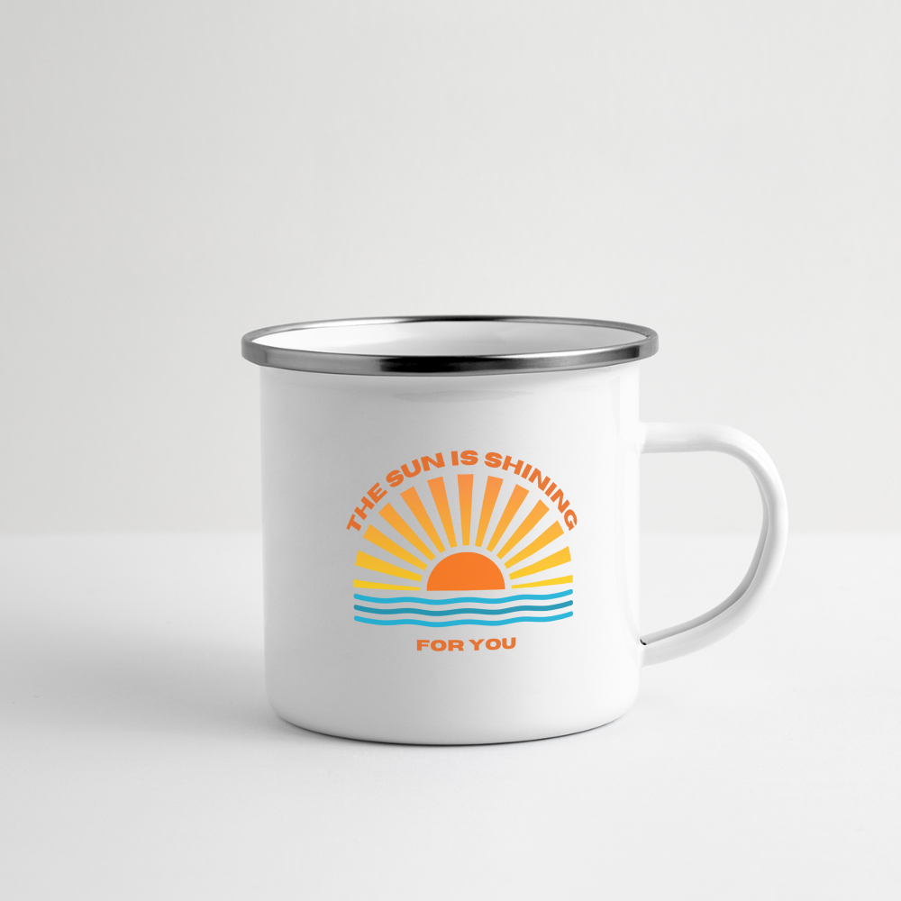 Emaille-Tasse "the sun is shining for you" - Weiß