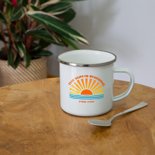 Emaille-Tasse "the sun is shining for you" - Weiß