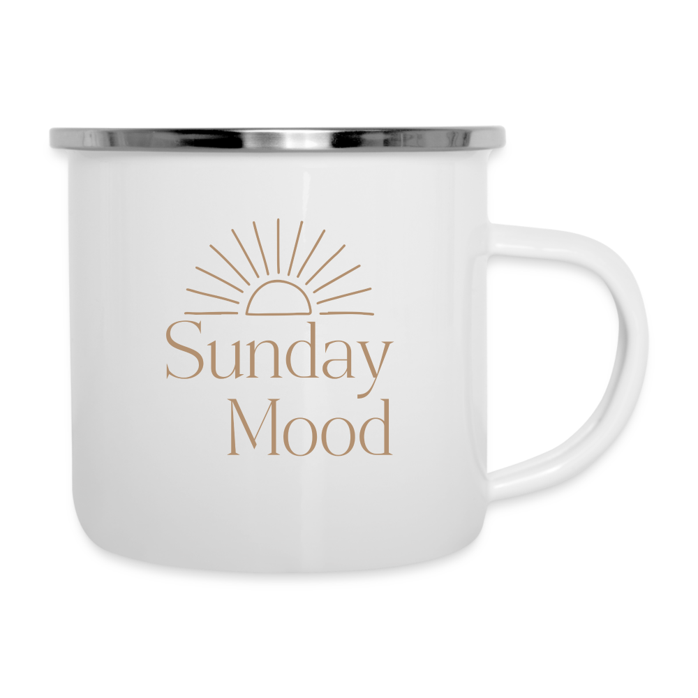 Emaille-Tasse "Sunday Mood" - Weiß