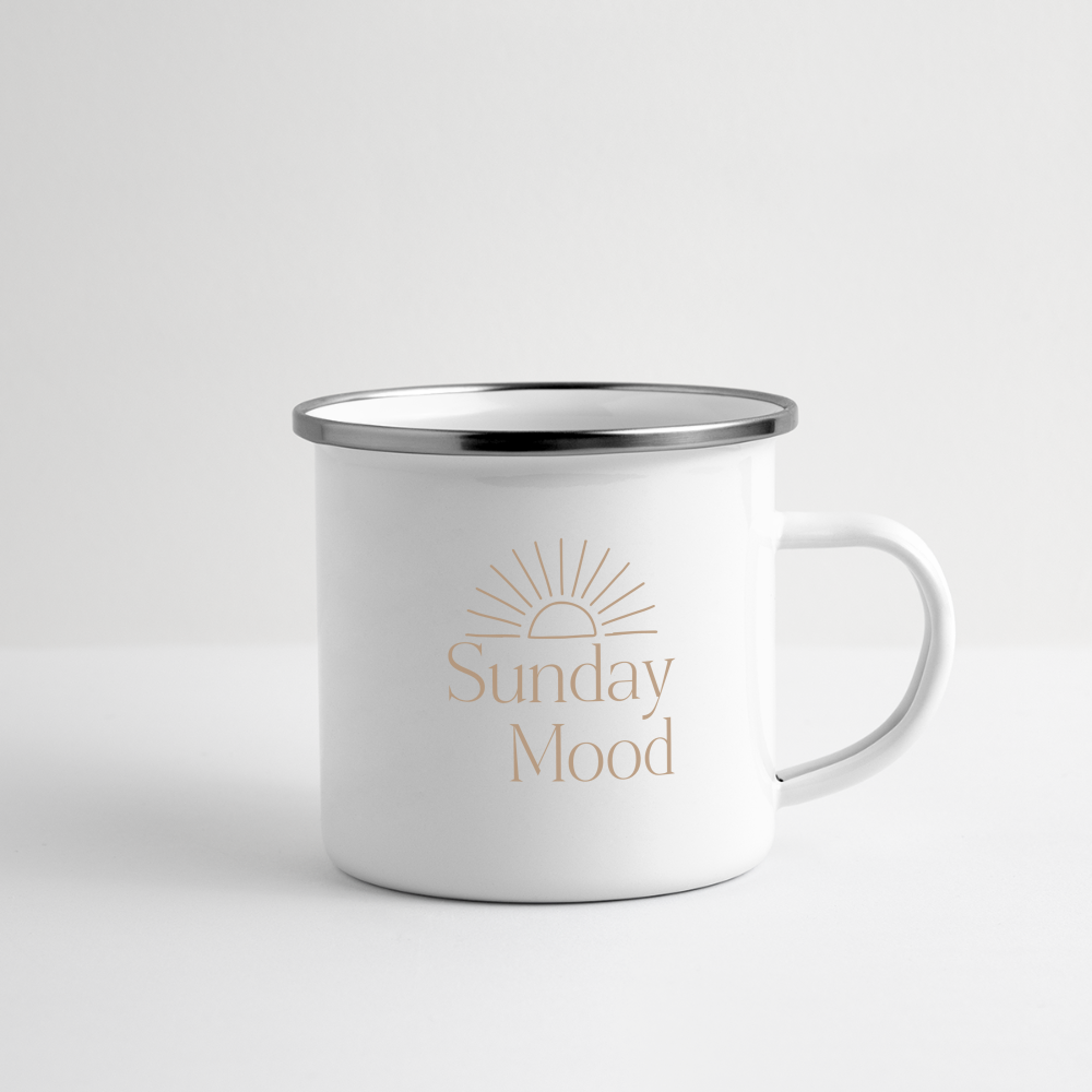 Emaille-Tasse "Sunday Mood" - Weiß